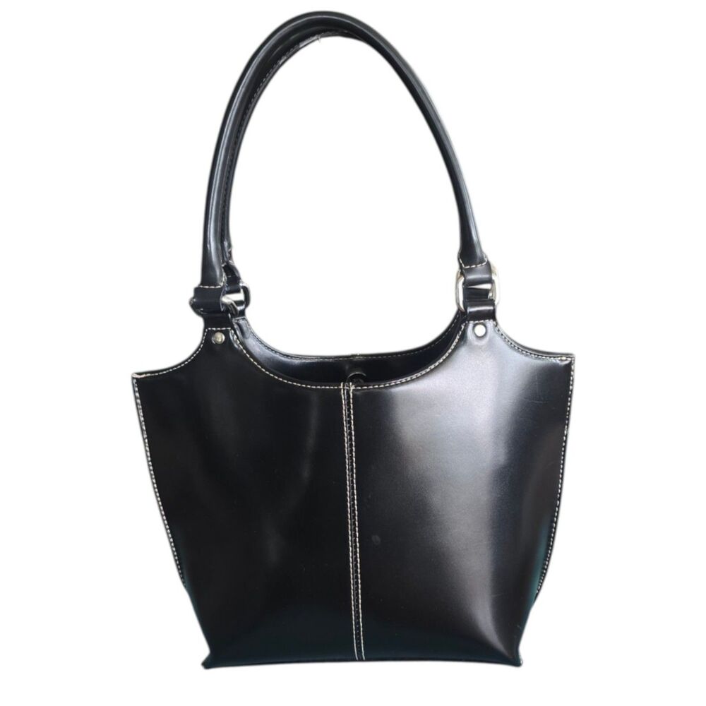 Wilsons Leather Black Genuine Leather Shoulder Bag Contrast Stitching